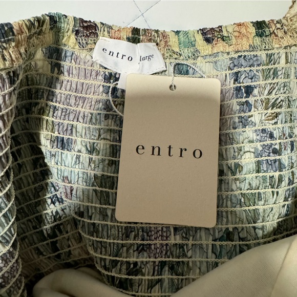 Entro Green Floral Puff Sleeve Midi Dress - Picture 4 of 4